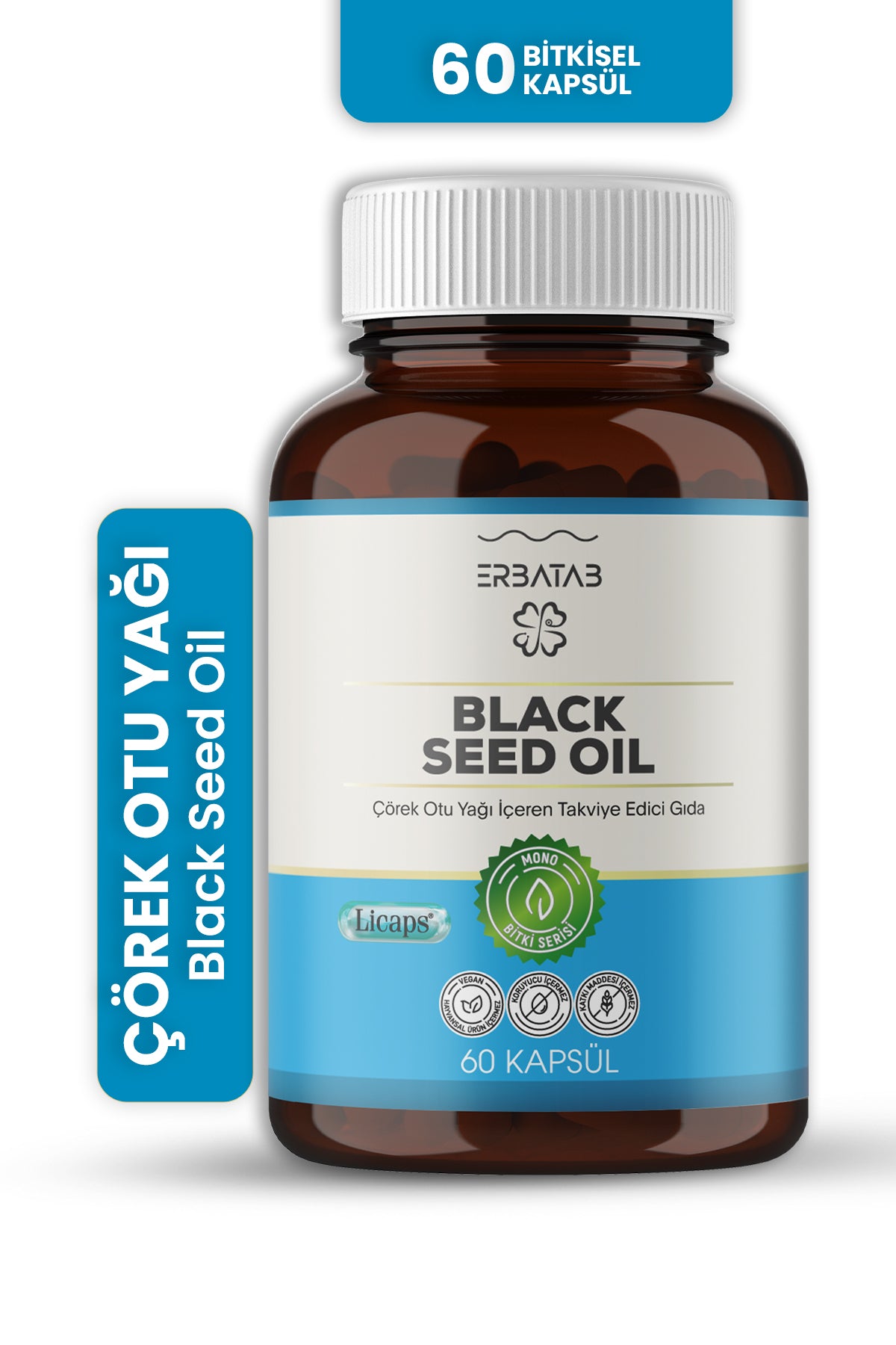 Erbatab Çörek Otu Yağı Black Seed Oil 60 Kapsül Li caps®