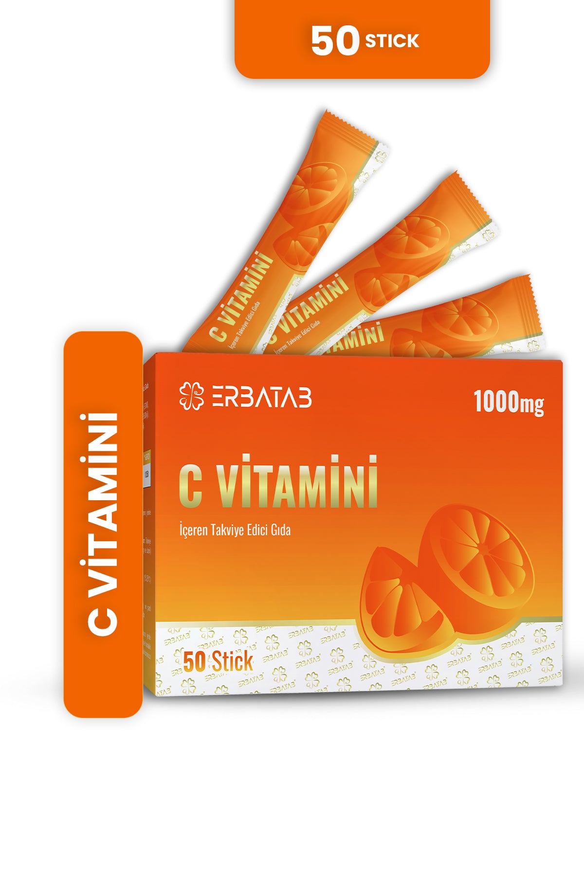 Erbatab C Vitamini 1000 Mg 50 Stick Saşe Askorbik Asit İçeren Takviye Edici Gıda