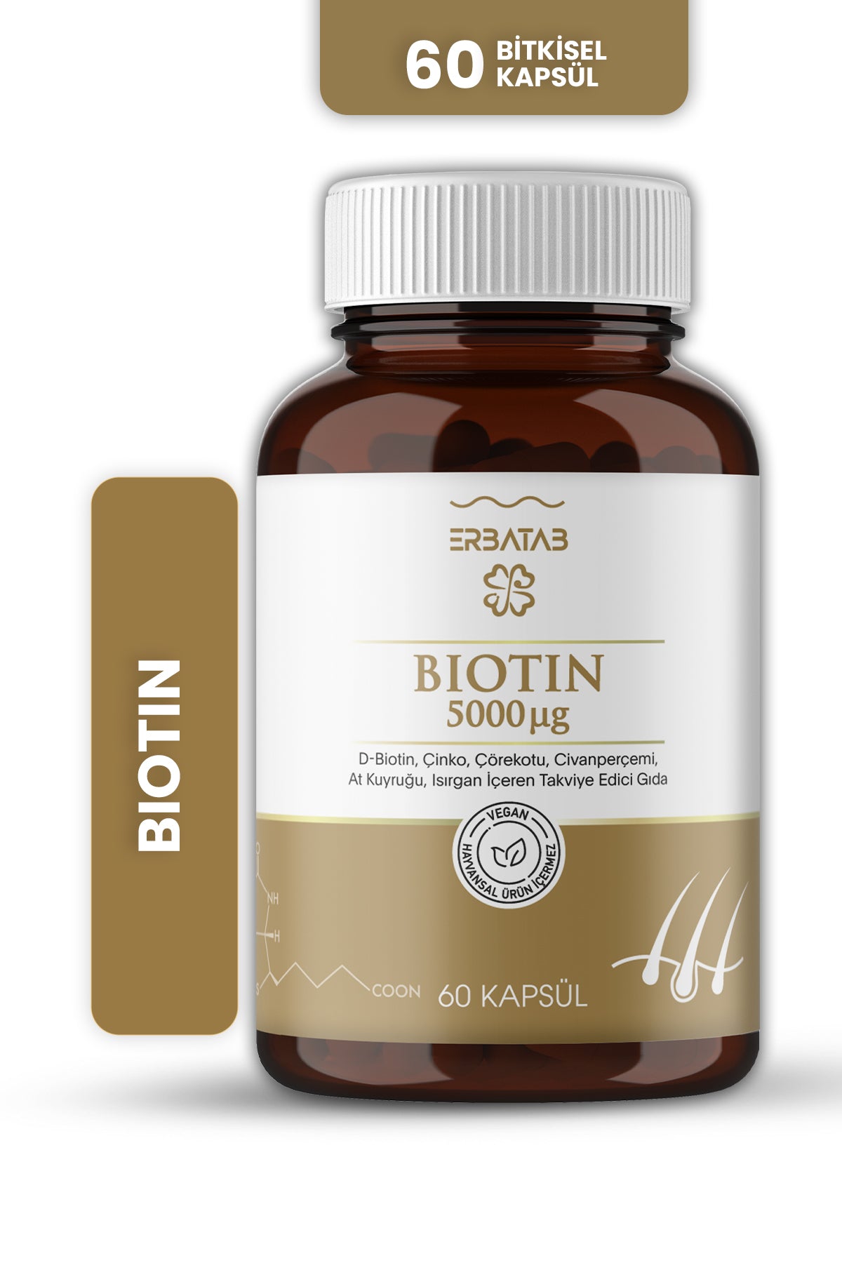 Erbatab Biotin (Çinko Çörekotu Civan Perçemi At Ku yruğu Isırgan Ekstresi) 60 Kapsül