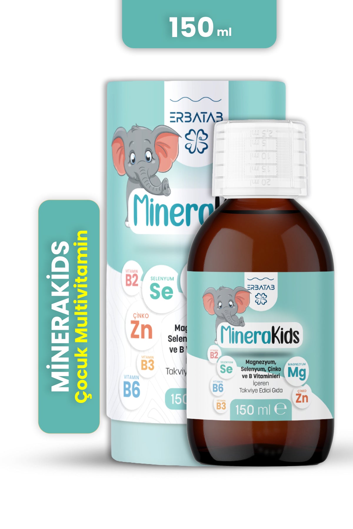 Erbatab Çocuk Multivitamin ( Magnezyum, Çinko, Sel enyum ) Minera Kids 150 ml