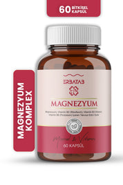 Erbatab Magnezyum 3 lü Form (Bisglisinat, Sitrat,  Malat) & Vitamin B2 , B3 , B6 - 60 Kapsül