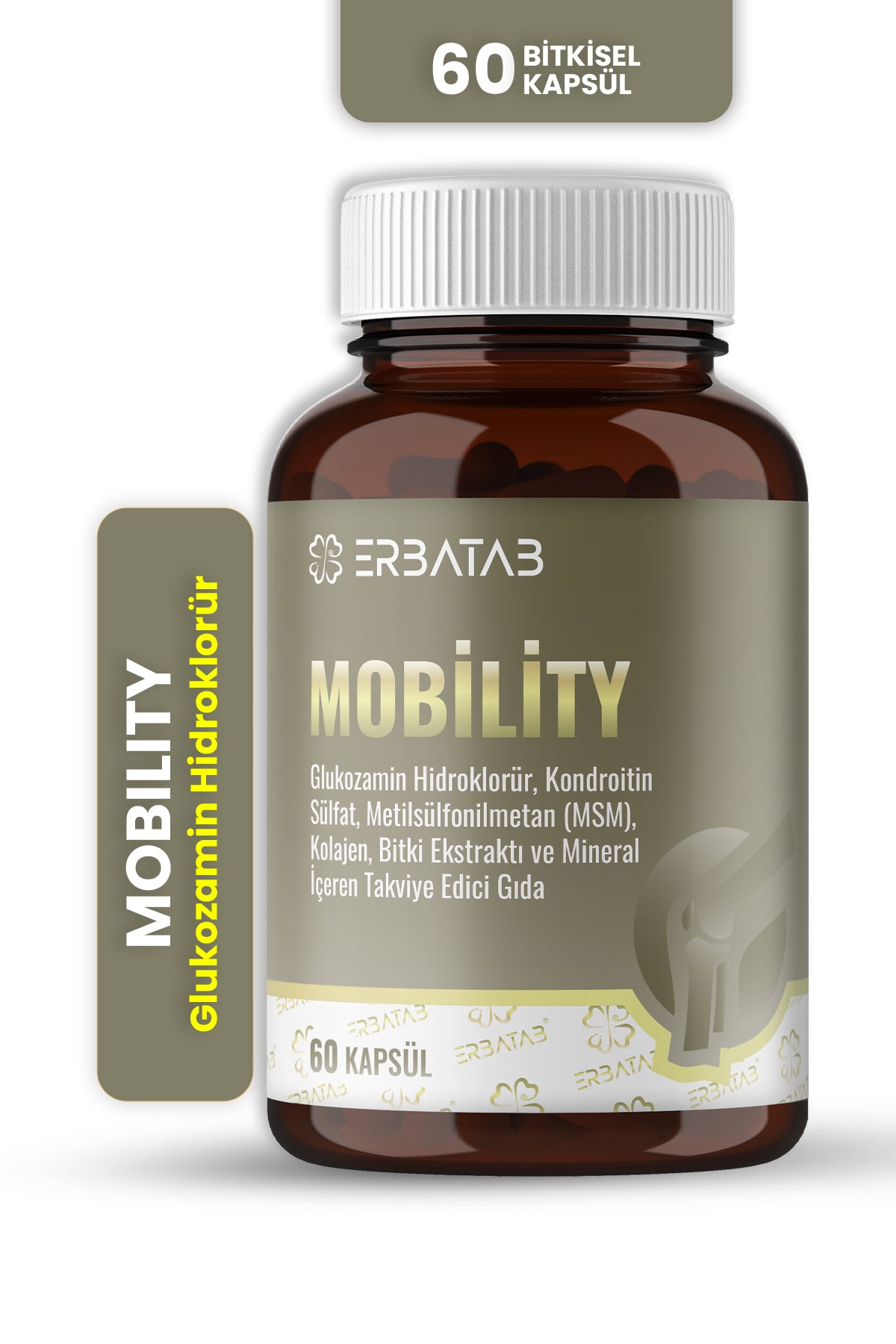 Erbatab Mobility 60 Bitkisel Kapsül Glukozamin Kondroitin MSM ve Kolajen İçeren Takviye Edici Gıda