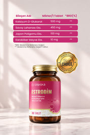 Erbatab Estrodim | 100 mg DIM | Kalsiyum D-Glukarat | Savoy Lahanası | Japon Poligonu | 60 Tablet