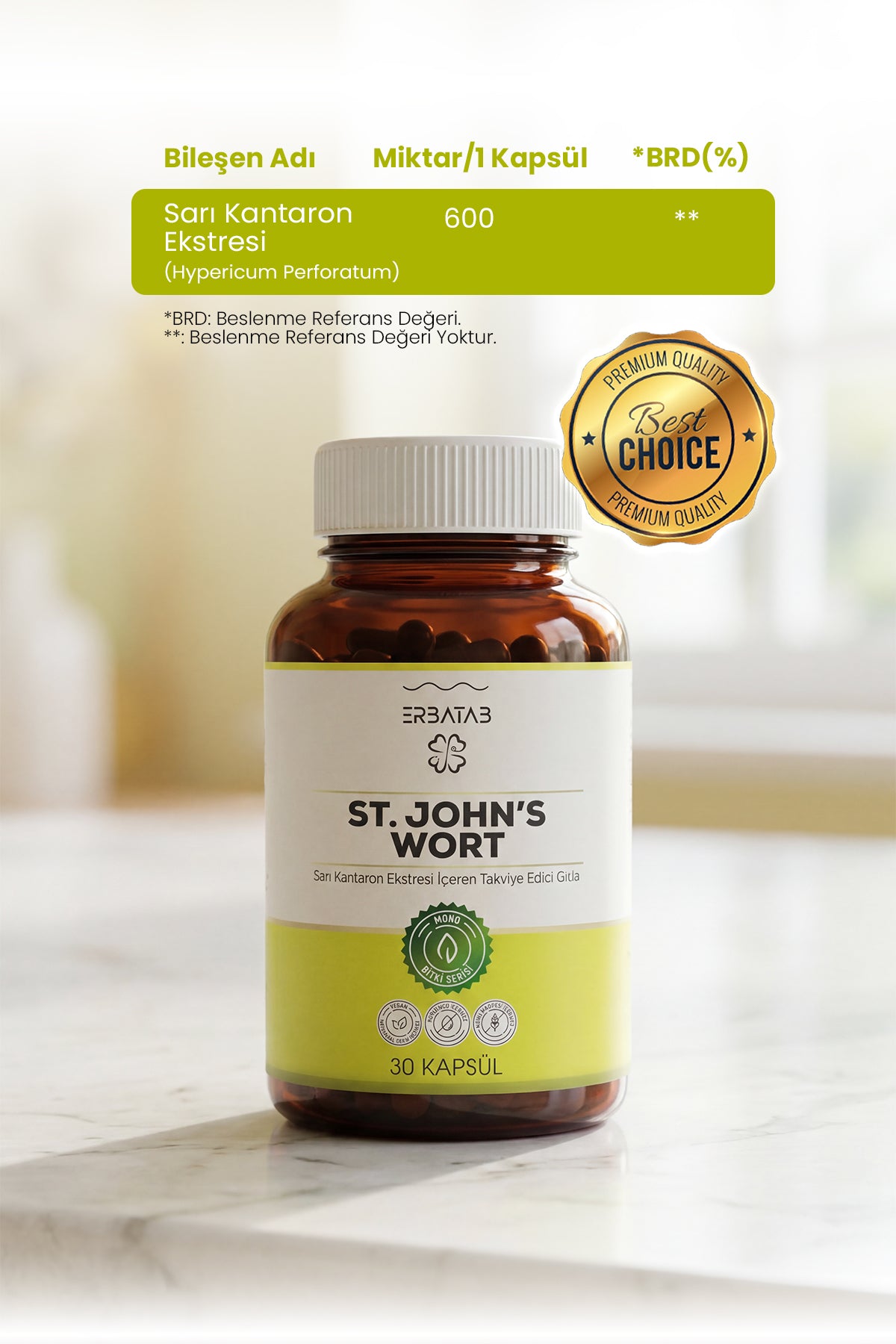 Erbatab Sarı Kantaron Ekstresi ST.John's Wort 30 K apsül