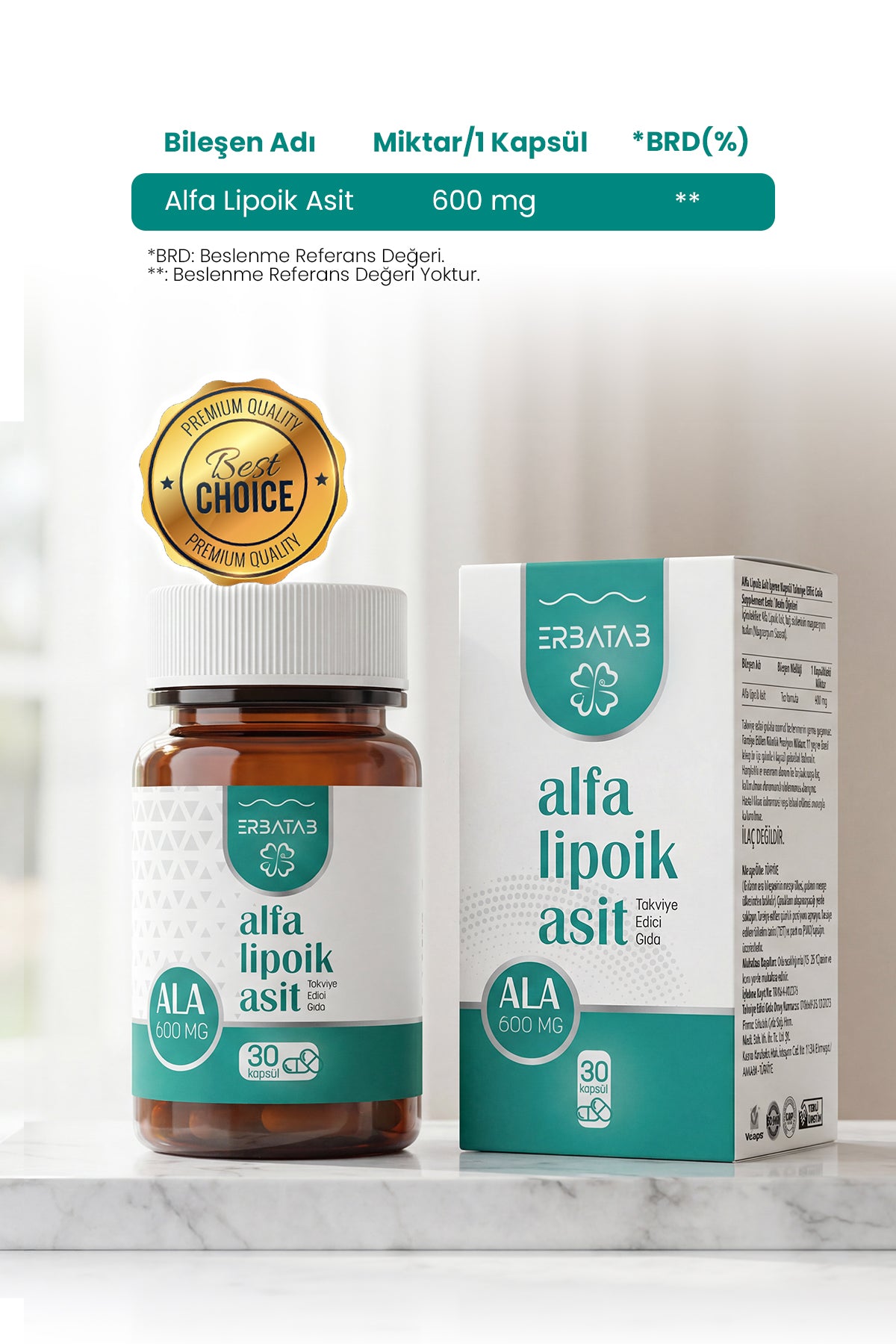 Erbatab Alfa Lipoik Asit 600 mg 30 Kapsül