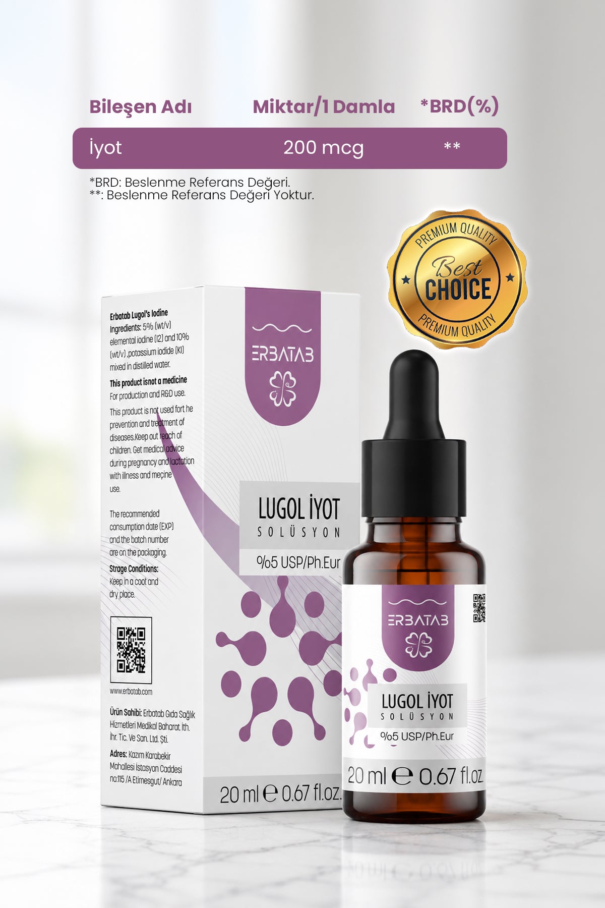 ERBATAB Lugol İyot %5 20 ml İY0002