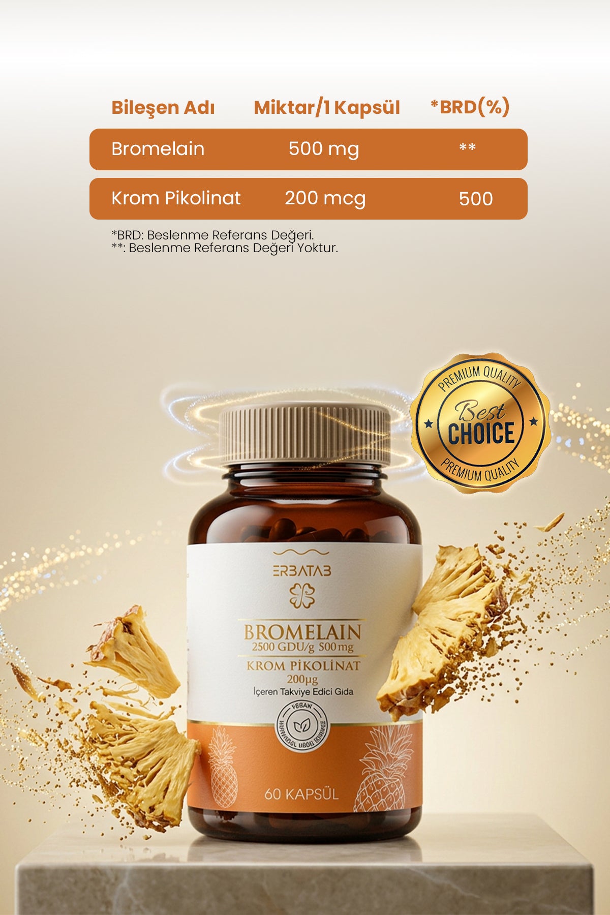 Erbatab Bromelain Krompikolinat 60 Kapsül