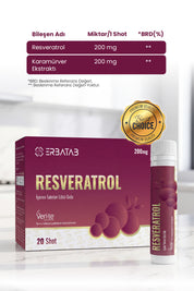 Erbatab Resveratrol Shot 200 Mg 20 Shot Ahududu Aromalı Takviye Edici Gıda