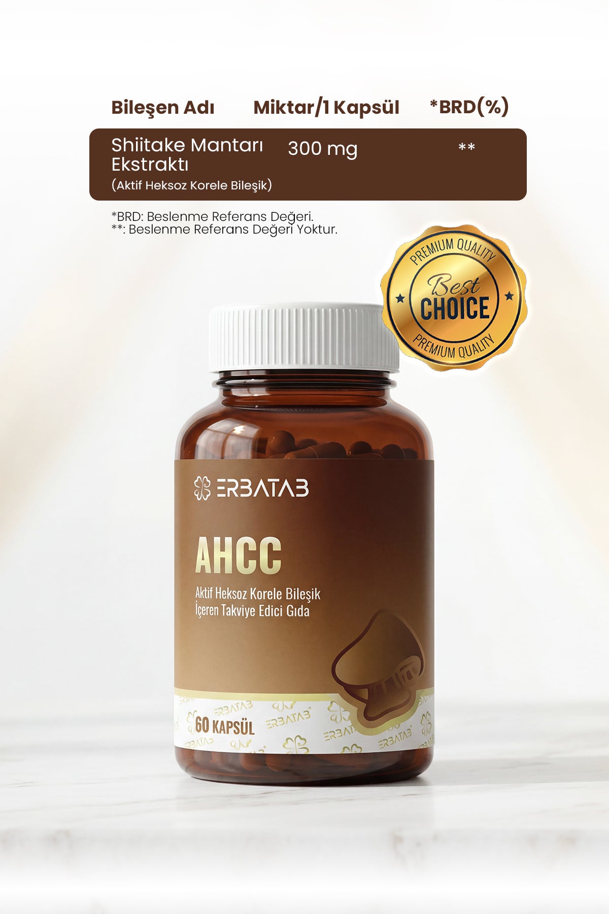 AHCC 60 Bitkisel Kapsül Shiitake Mantar Kaynaklı Takviye Edici Gıda