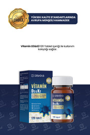 Erbatab D3K2 120 Tablet 1000 IU D3 ve 25 Mcg K2 İçeren Takviye Edici Gıda