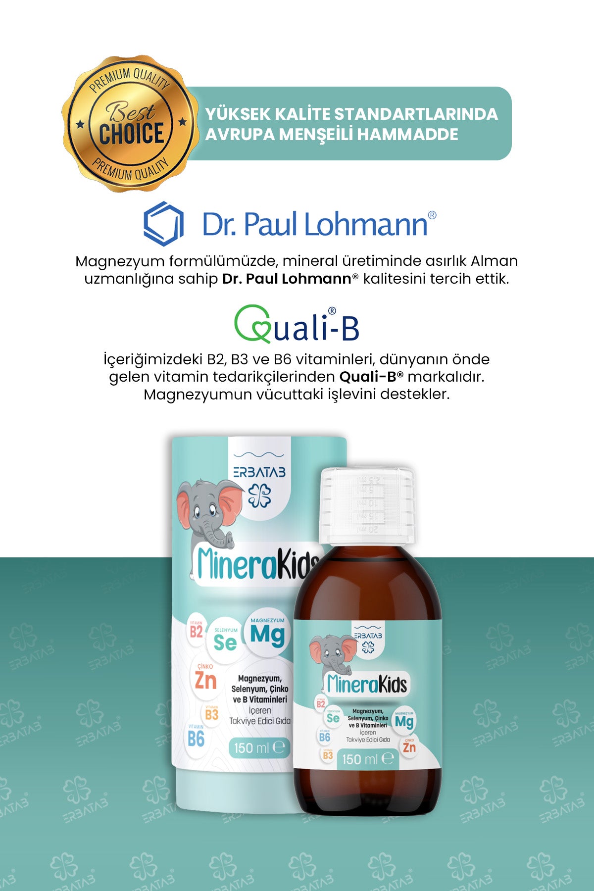 Erbatab Çocuk Multivitamin ( Magnezyum, Çinko, Sel enyum ) Minera Kids 150 ml