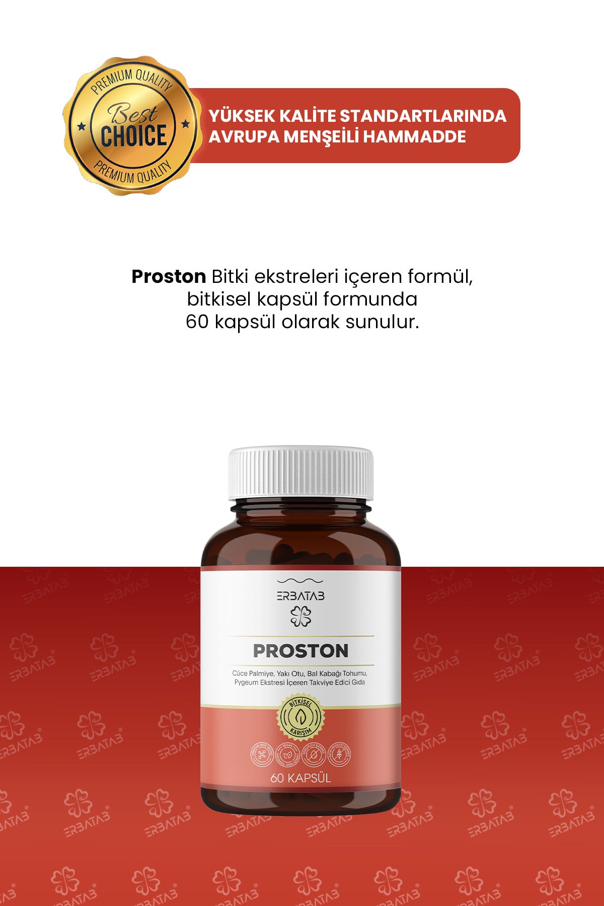Erbatab Proston (Cüce Palmiye- Yakı Otu - Bal Kaba ğı Tohumu- Pygeum Ekstresi) 60 Kapsül