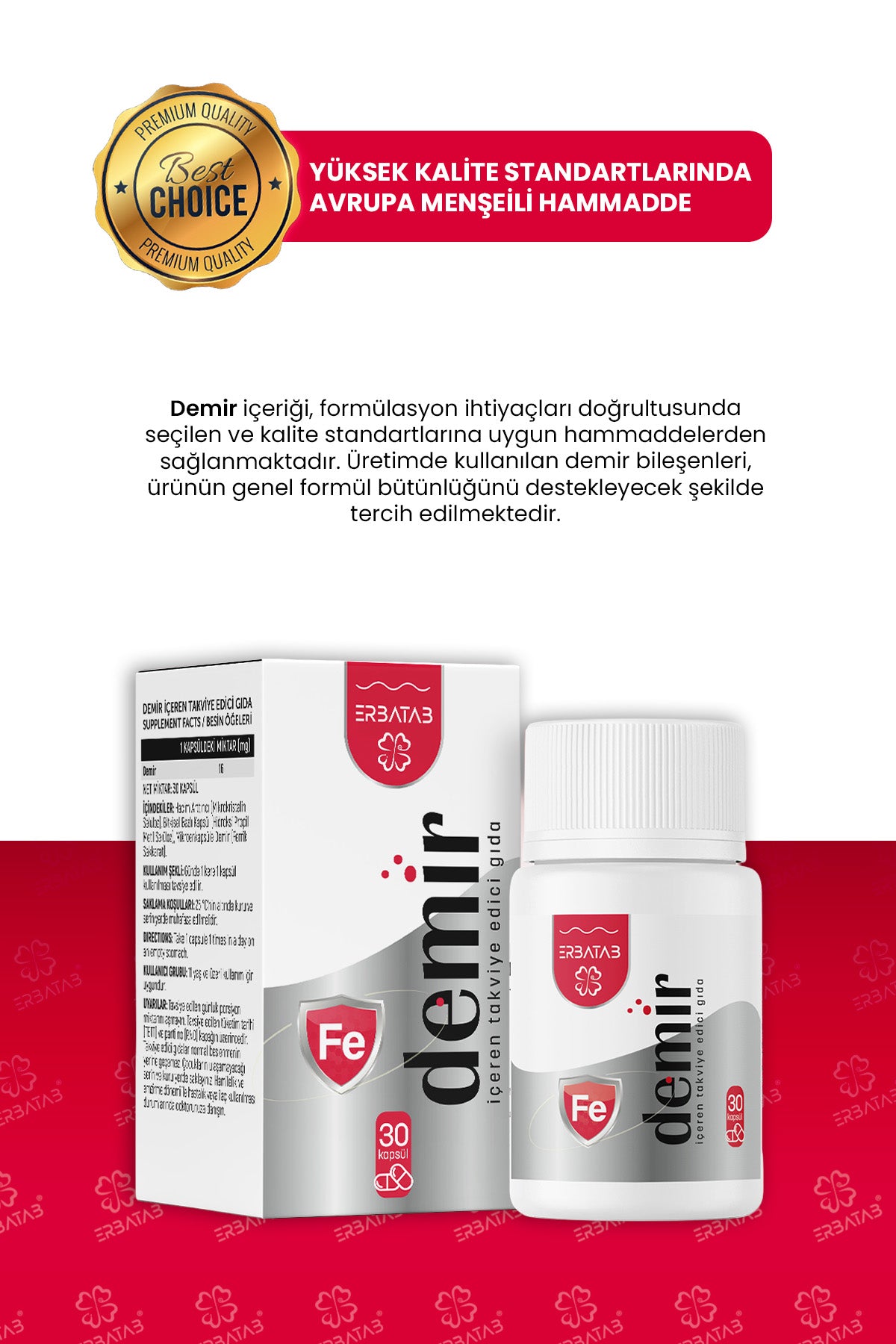 Erbatab Demir 30 Kapsül