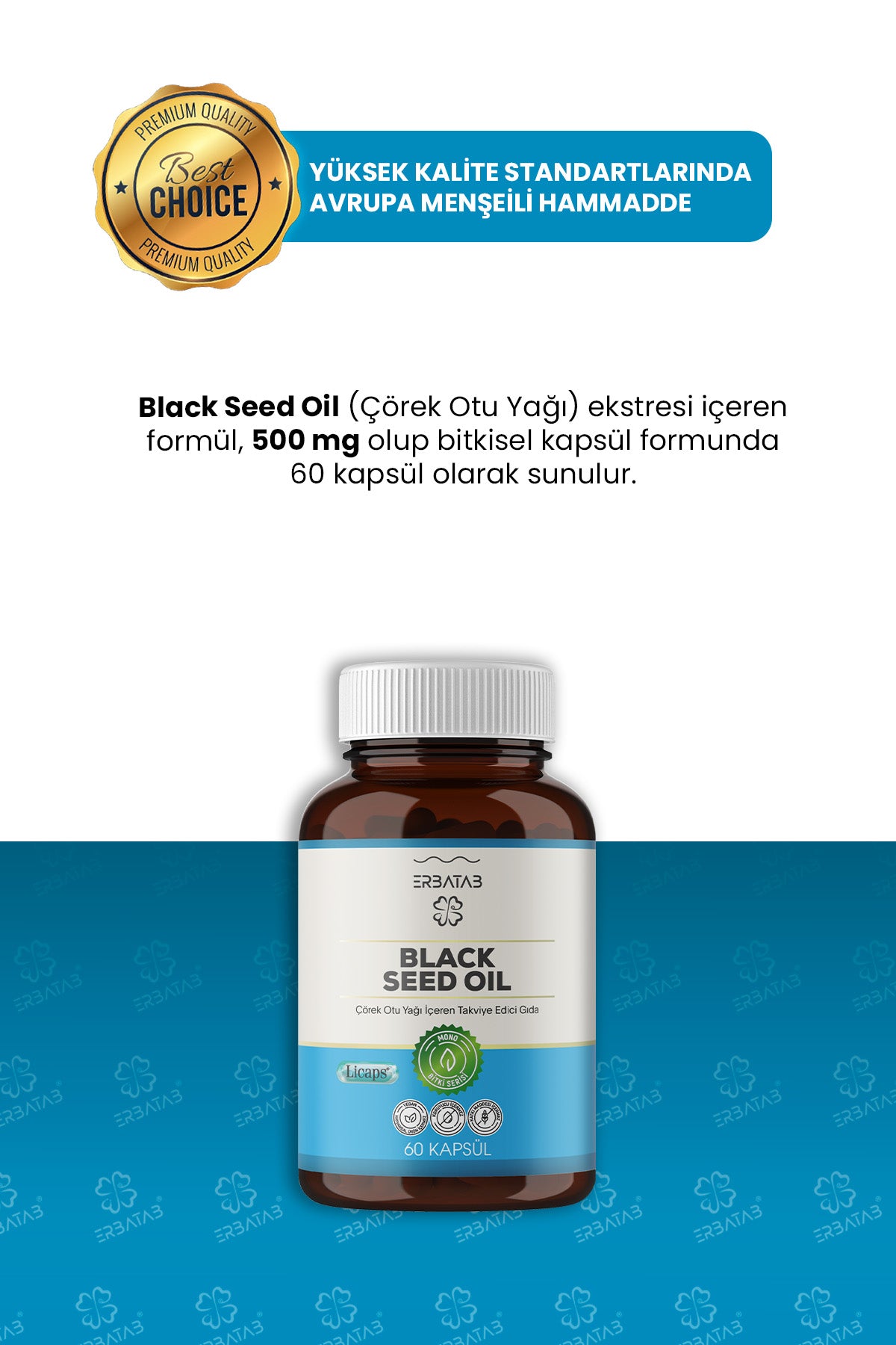 Erbatab Çörek Otu Yağı Black Seed Oil 60 Kapsül Li caps®