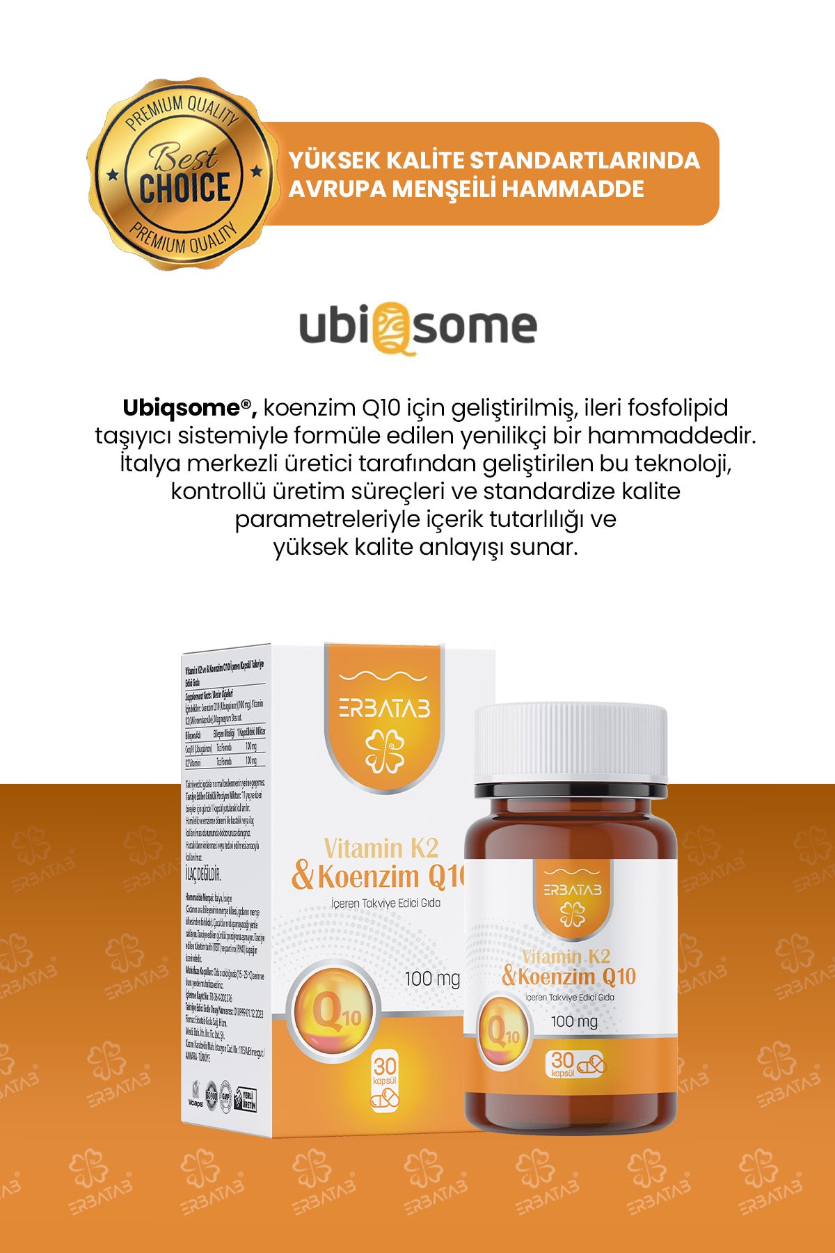 Erbatab Vitamin K2 ve Koenzim Q10 30 Kapsül