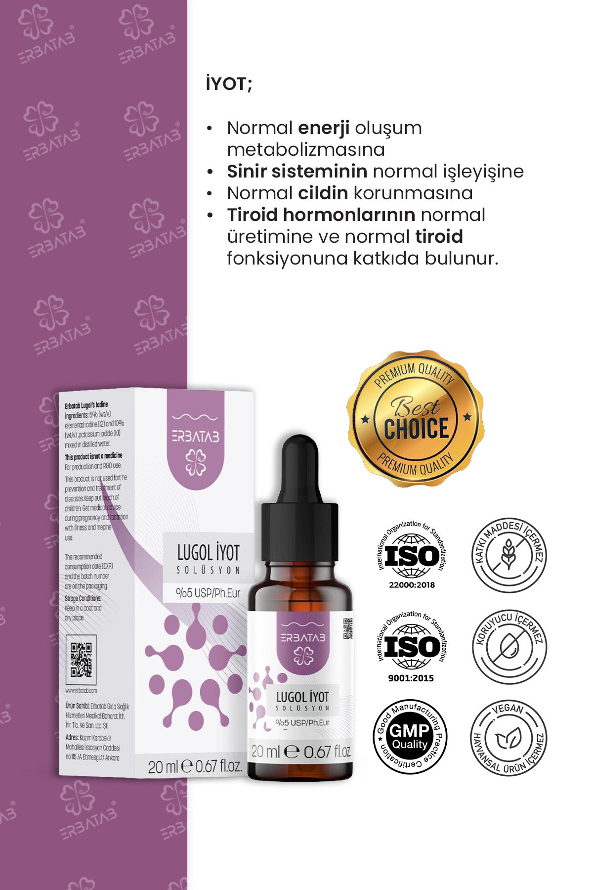 ERBATAB Lugol İyot %5 20 ml İY0002