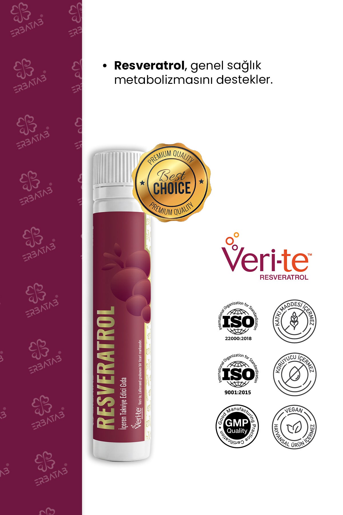 Erbatab Resveratrol Shot 200 Mg 20 Shot Ahududu Aromalı Takviye Edici Gıda