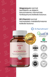 Erbatab Magnezyum 3 lü Form (Bisglisinat, Sitrat,  Malat) & Vitamin B2 , B3 , B6 - 60 Kapsül