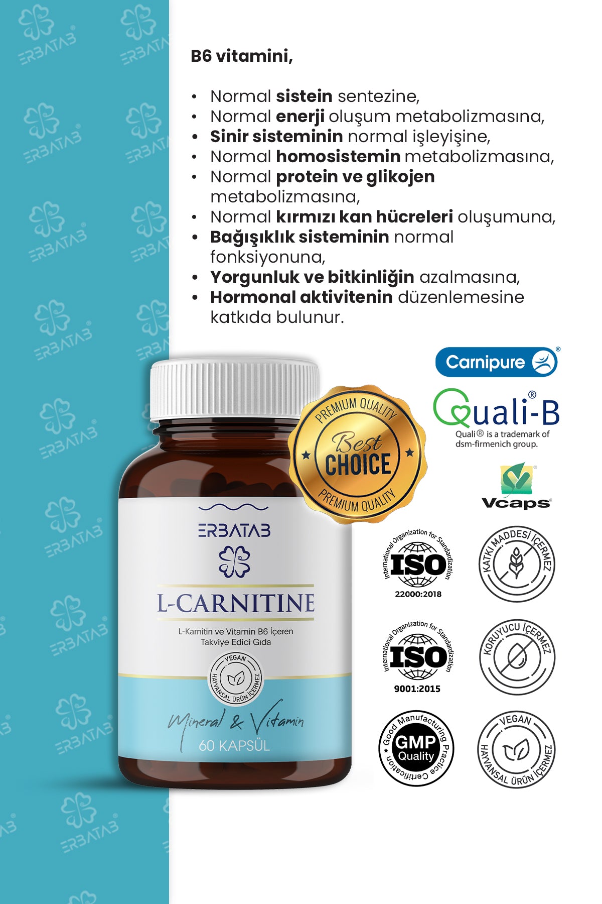 Erbatab L-Karnitin 60 Kapsül