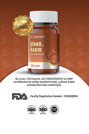 Erbatab Çinko ve Bakır 30 Kapsül 15 Mg Çinko Pikolinat ve 1000 Mcg Bakır İçeren Takviye Edici Gıda