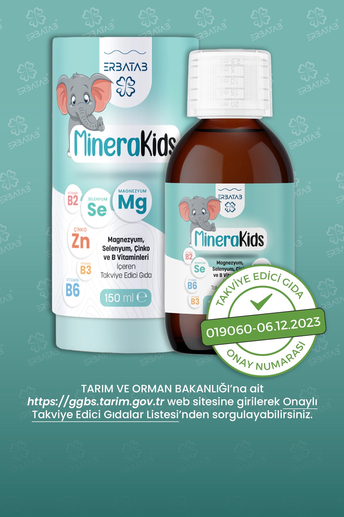 Erbatab Çocuk Multivitamin ( Magnezyum, Çinko, Sel enyum ) Minera Kids 150 ml