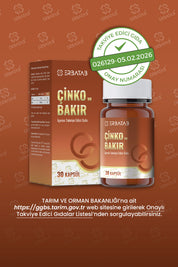 Erbatab Çinko ve Bakır 30 Kapsül 15 Mg Çinko Pikolinat ve 1000 Mcg Bakır İçeren Takviye Edici Gıda
