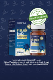 Erbatab D3K2 120 Tablet 1000 IU D3 ve 25 Mcg K2 İçeren Takviye Edici Gıda