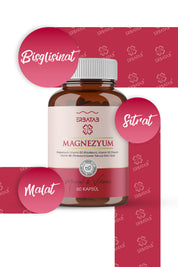 Erbatab Magnezyum 3 lü Form (Bisglisinat, Sitrat,  Malat) & Vitamin B2 , B3 , B6 - 60 Kapsül
