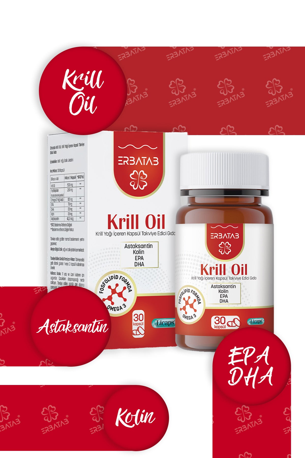 Erbatab Krill Oil 500 mg 30 Kapsül