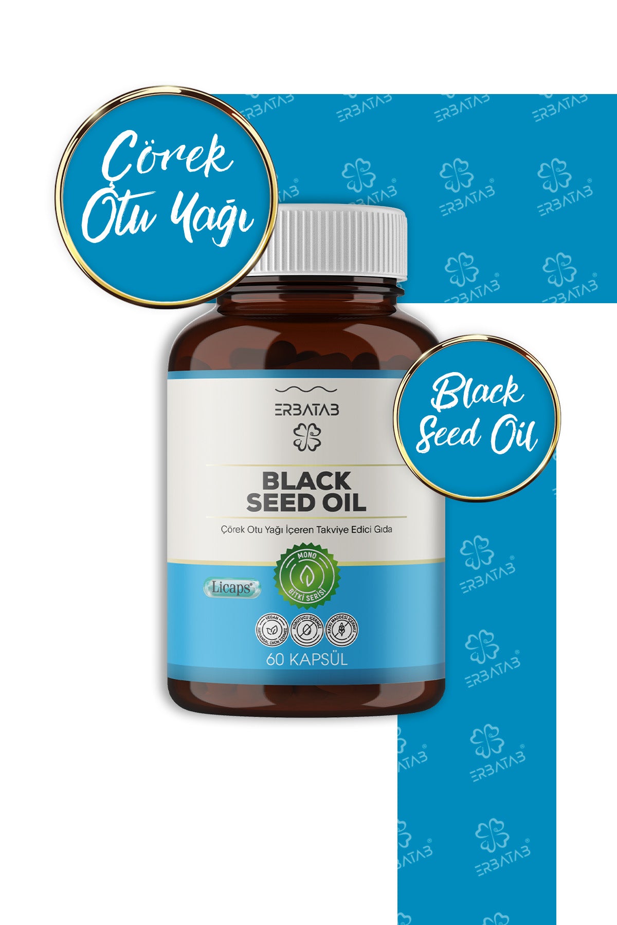 Erbatab Çörek Otu Yağı Black Seed Oil 60 Kapsül Li caps®