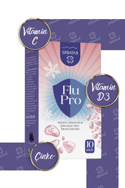 Erbatab Flu-Pro Vitamin C Vitamin D3  Çinko ve Kar amürver Ekstresi 10 Stick