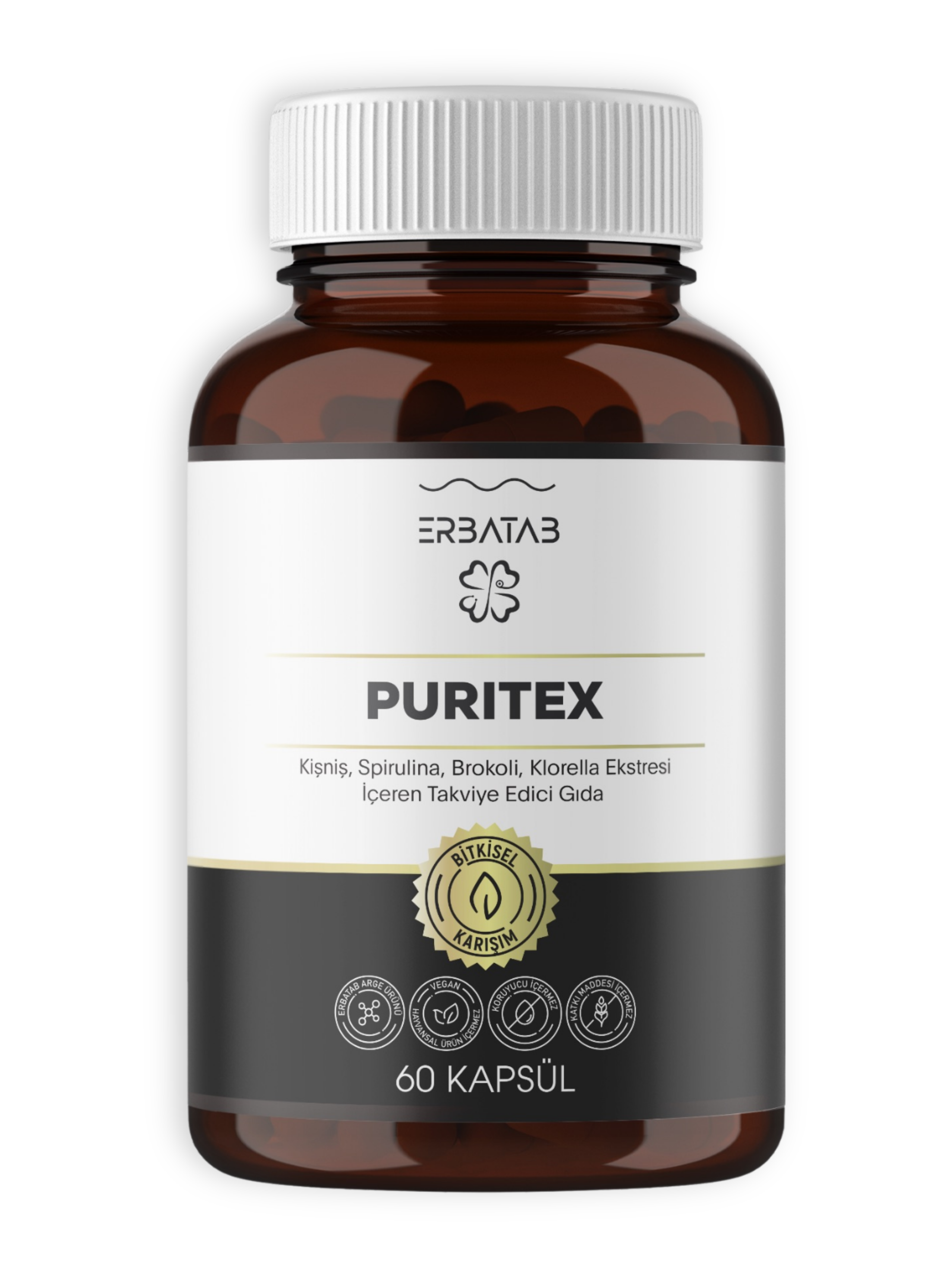 Erbatab Puritex (Kişniş - Spirulina - Brokoli - Kl orella) 60 Kapsül