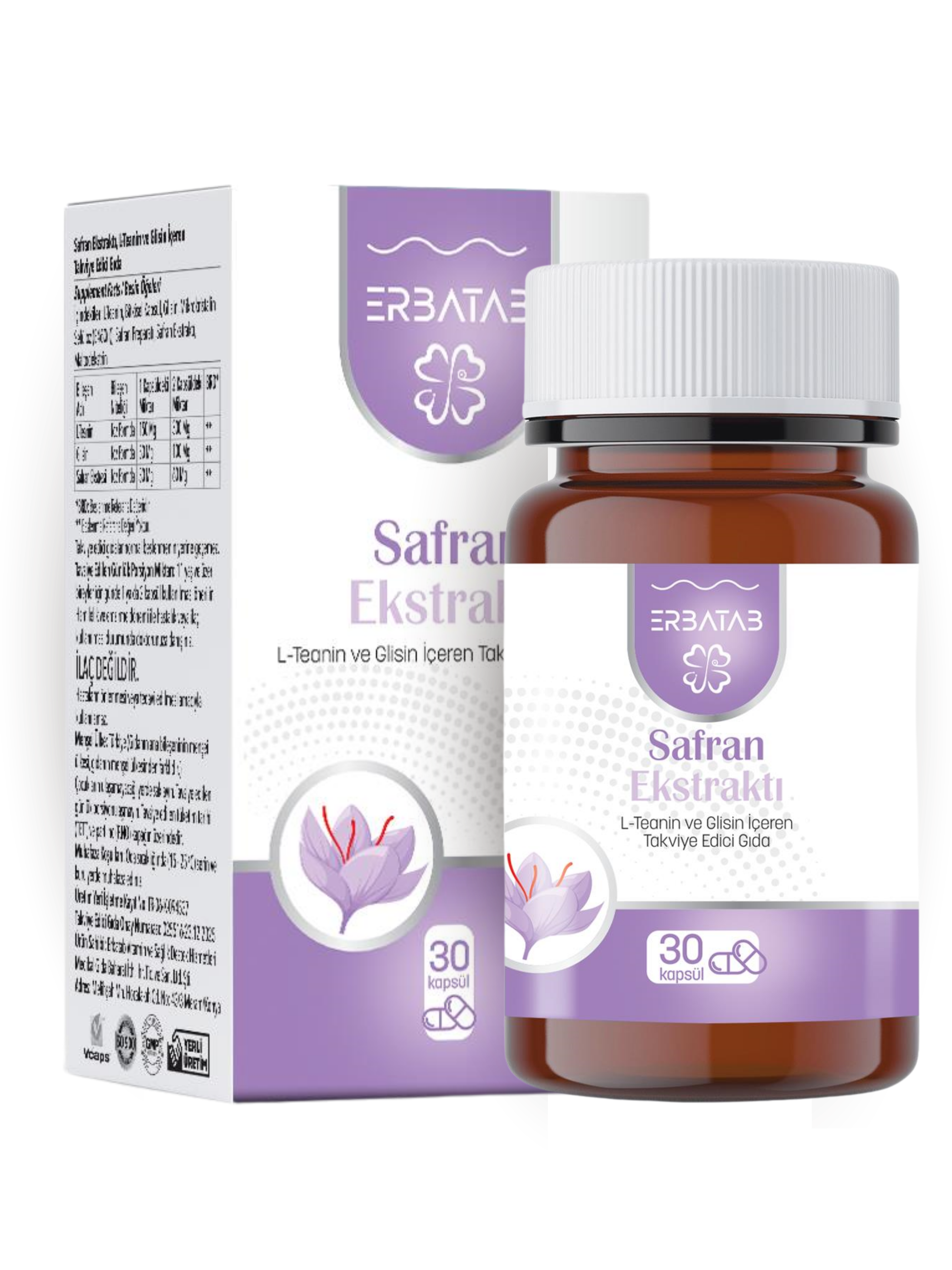 Erbatab Safran Ekstresi, L-Teanin & Glisin Kompleksi 30 Kapsül