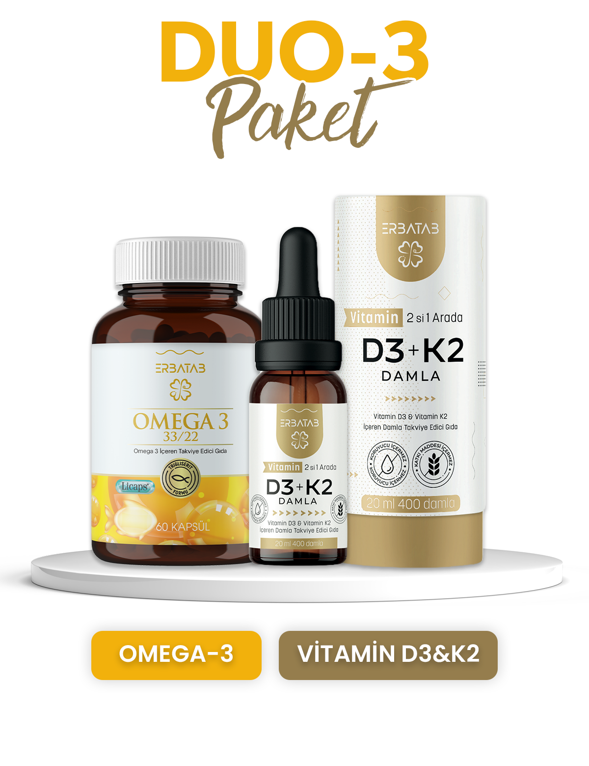 Duo Paketi 3 Omega-D3k2 Damla